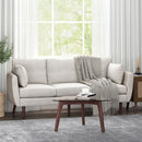 Diaphanous - Upholstered 3 Seater Sofa With 2 Accent Pillows And Wood Legs