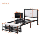 Platform Bed With 2 Tier Storage Shelves, Storage Cabinet