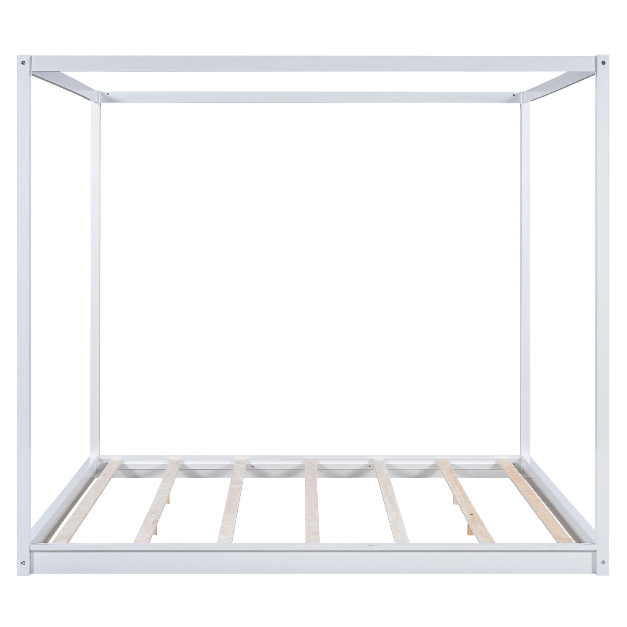 King Size Canopy Platform Bed with Support Legs,White - Atlantic Fine Furniture Melbourne FL