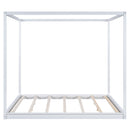 King Size Canopy Platform Bed with Support Legs,White
