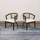 Elegant Dining Chair With Cane Web Backrests And Velvet Upholstery