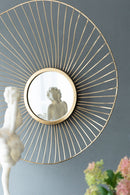 Wall Mirror Abstract Designed Wall Mirrors WithFrame For Home & Office, Top Of Sideboard (Set of 3) - Gold