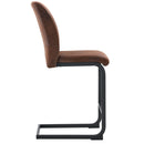 Modern Chairs With Suede Cushions And Black Metal Legs For Dining Room Or Office (Set of 2) - Brown