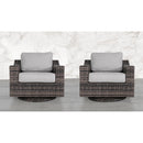 Contemporary Outdoor Swivel Patio Chair With Cushions (Set of 2) - Brown