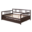 Full Size Daybed Wood Bed with Twin Size Trundle,Espresso