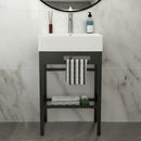 Console Sink With 304 Legs, 24" X 16.75", Wall Mounted Design - White / Black