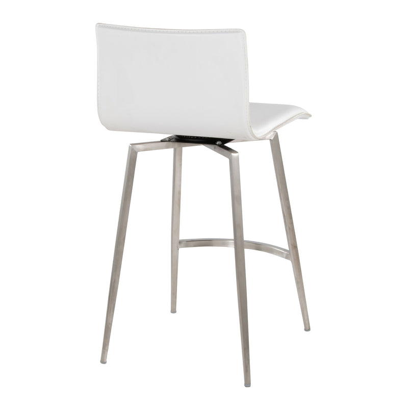 Mara - Upholstered Contemporary Fixed Height Counter Stool With Swivel (Set of 2) - White