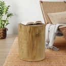 Hand Painted Wood Stump Style Outdoor Side Table - Light Brown