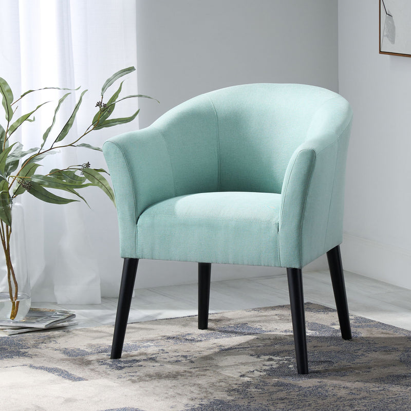 Sonorous - Upholstered Accent Chair With Low Back And Wood Legs - Light Blue / Black