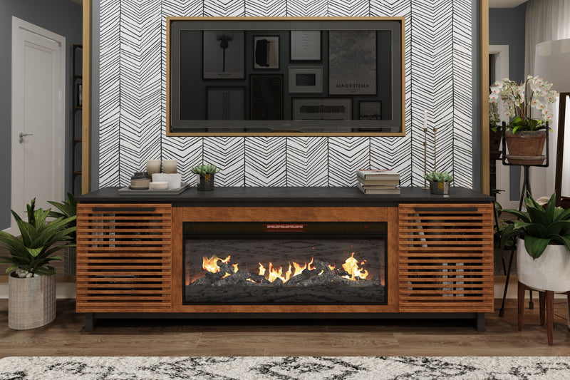 Graceland - Fireplace TV Stand Console For TVs Up To 100" - Black, Bourbon