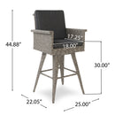 Outdoor Rattan Swivel Barstool With Water Resistant Cushion - Mixed Black / Dark Gray