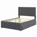 Upholstered Platform Bed With Twin Size Trundle And 3 Drawers