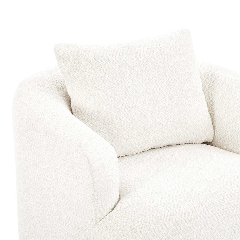 360° Swivel Barrel Sofa Chair With Throw Pillow, Chenille Upholstered Accent Chair