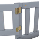 Full Size Bed Floor Bed with Safety Guardrails and Door for Kids, Gray