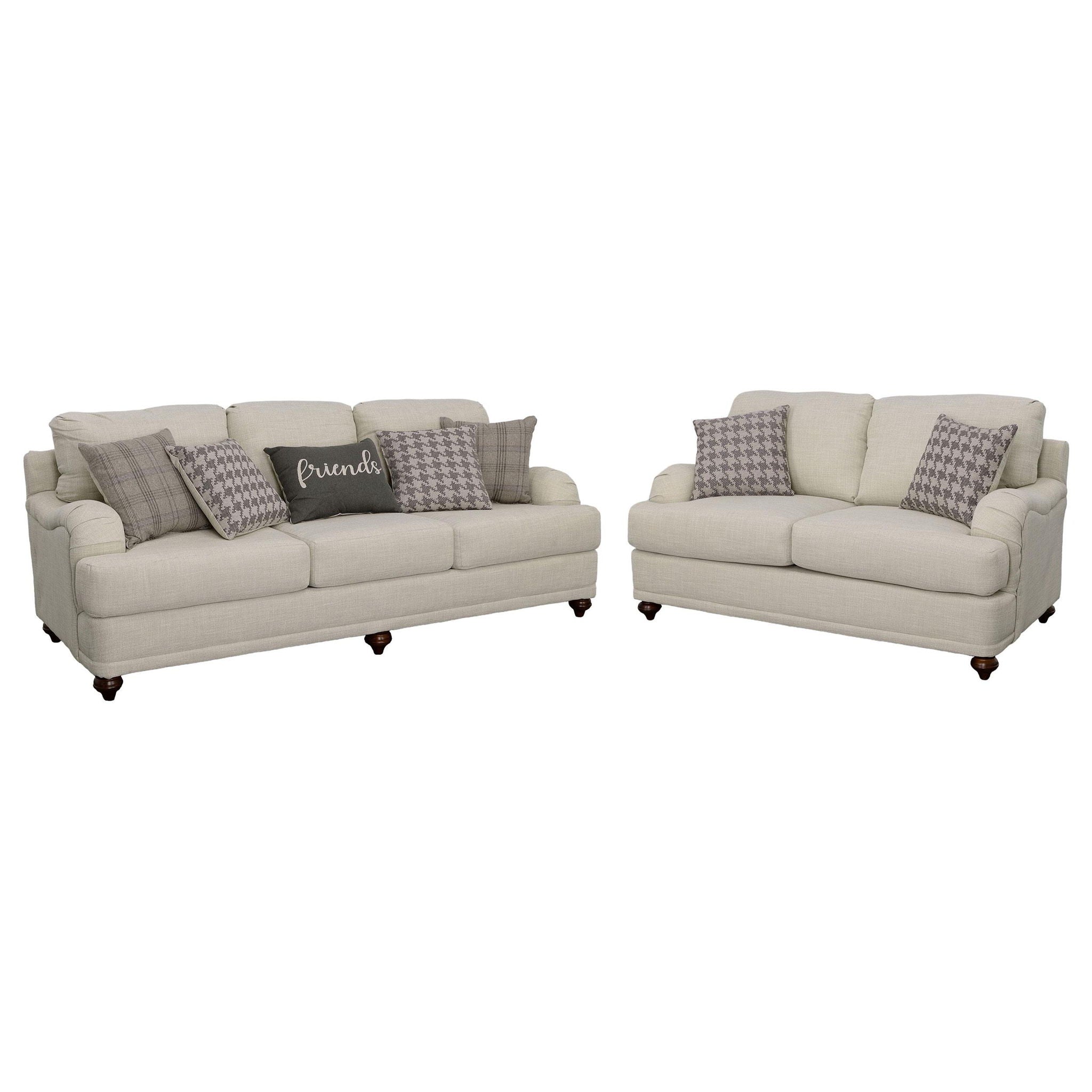 Glenn 2-piece Upholstered Sofa Set Light Grey and Grey