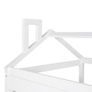 Twin Size Classic House Bed With Twin Size Trundle - White