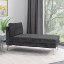 Fabric Upholstered Chaise Lounge With Iron Bracket Legs - Gray