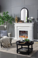 Hand Carved Rose Antique Mirror Frame, Wood Arch Mirror Wall Decor For Living Room