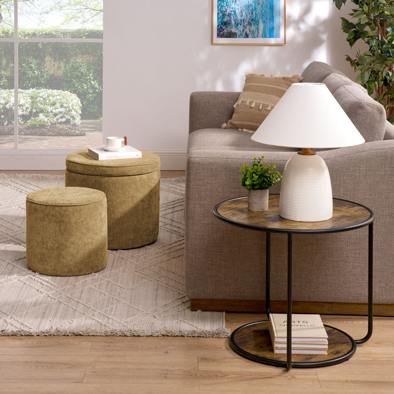 Multi Functional Ottoman And Table Set With Drum Stool