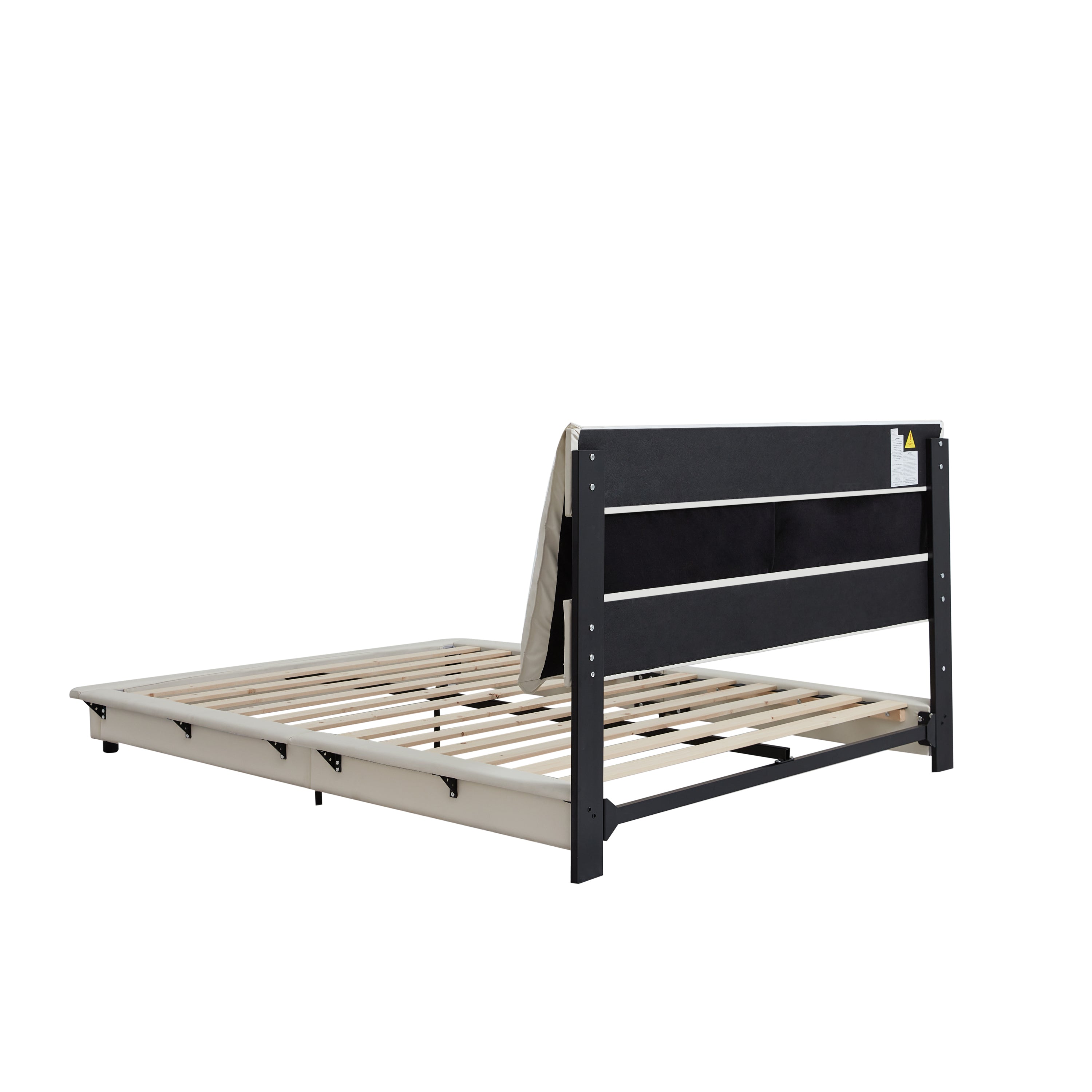 Full Size Upholstered Platform Bed with Sensor Light and Ergonomic Design Backrests, White - Atlantic Fine Furniture Melbourne FL