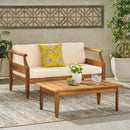Aston - 2 Piece Wood Outdoor Patio Conversation Seating Set With Cushions