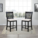 Transitional Rubberwood Dining Room Chairs (Set of 2) With Slatted Back - Black