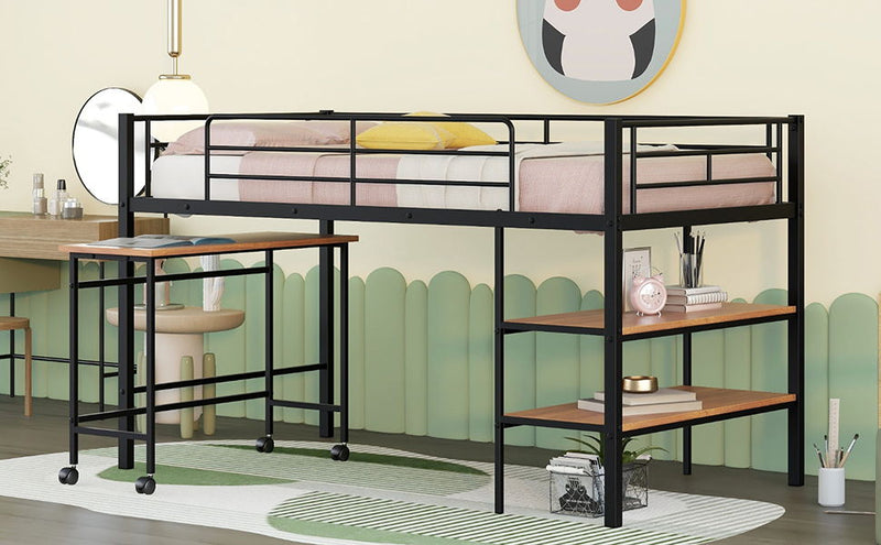Loft Bed With Desk And Shelves
