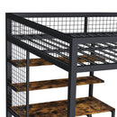 Full Size Loft Bed With Desk & Wardrobe Heavy Frame, Built In Staircase, Storage Rack & Shelves Gaming Bed - Black