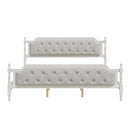 Traditional Style Solid Bed Frame With Upholstered Tufted Headboard, No Box Spring Needed