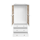 Hollow Pattern 2 Door 3 Drawer Wardrobe, The Collision Of Wood Color, Suitable For Bedrooms And Dressing Rooms - White