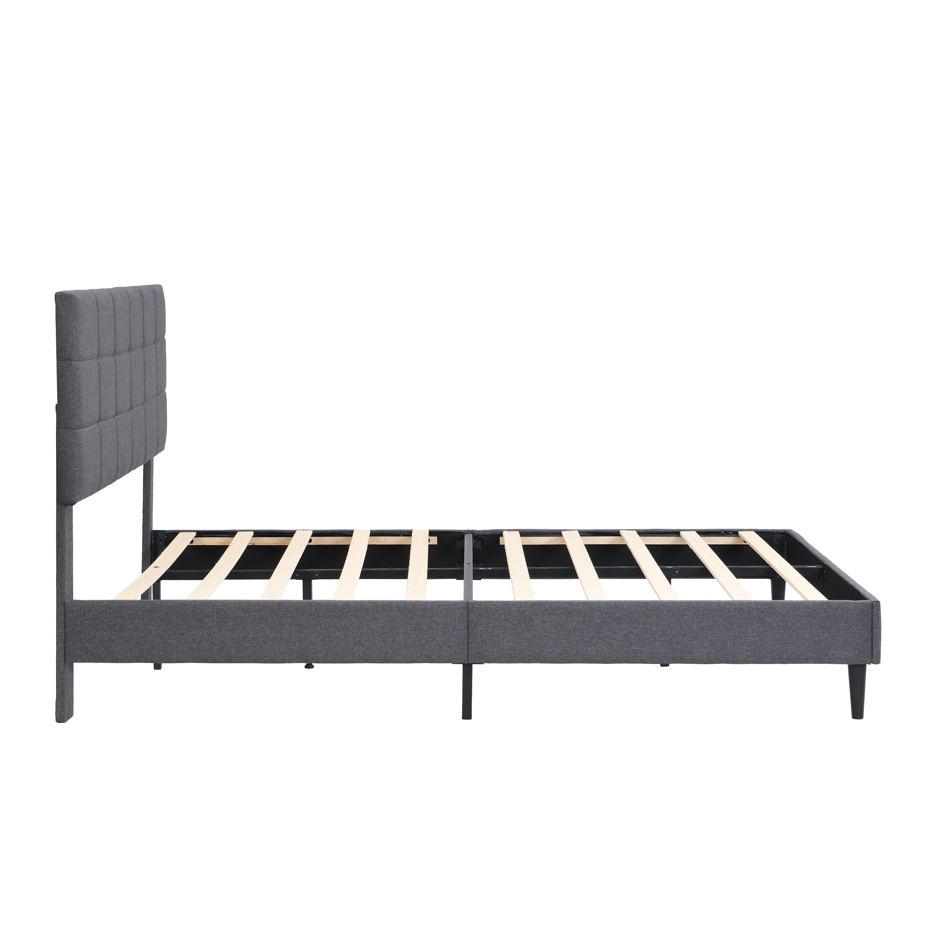 Full Size Platform Bed Frame with Fabric Upholstered Headboard and Wooden Slats, No Box Spring Needed/Easy Assembly, Grey - Atlantic Fine Furniture Melbourne FL