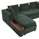 Modern L Shaped Sectional Sofa With Chenille Upholstery And Wooden Storage