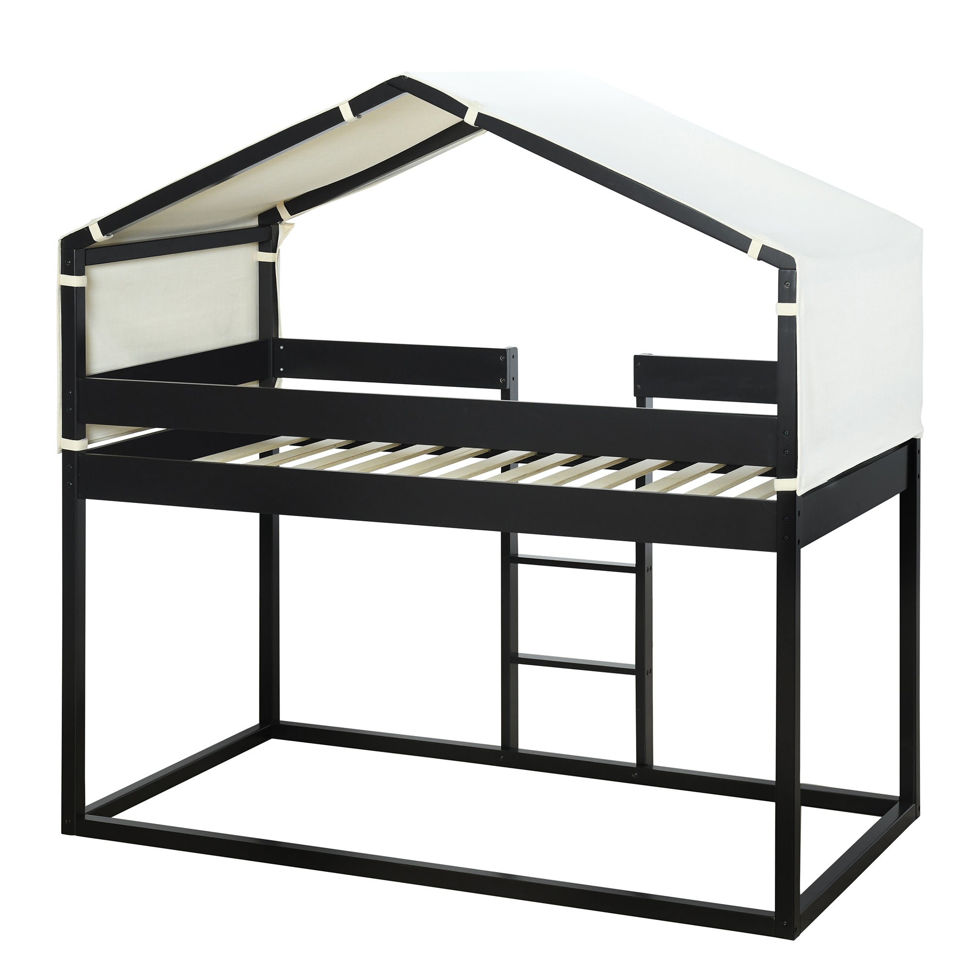 Twin Over Twin Bunk Bed Wood Bed with Tent, Espresso - Atlantic Fine Furniture Melbourne FL