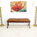 Chad - Mid-Century Modern Leather Bench - Brown / Tan