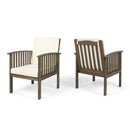 Casa Acacia Wood Club Chairs (Set of 2) With Water Resistant Cushions - Gray / Cream