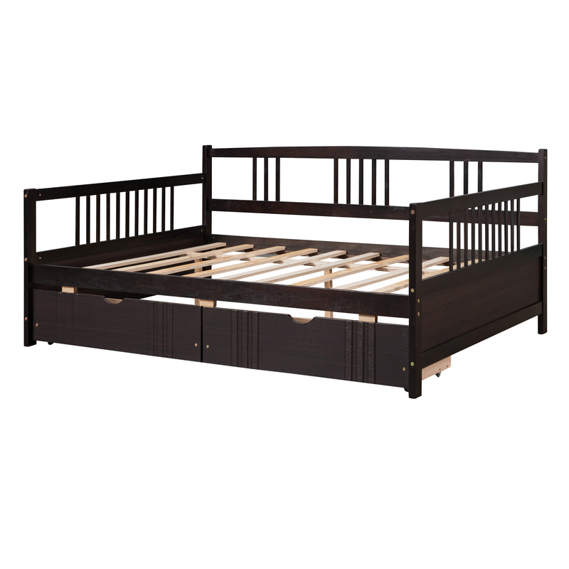 Full Size Daybed Wood Bed with Two Drawers,Espresso(OLD  SKU:LP000058AAP)