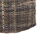 Koki - Handcrafted Fabric Pouf Recycled Denim And Paper Chindi - Khaki