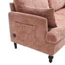 Chenille 2 Seater Sofa With LED Light, USB Charging Port, And Storage Bag