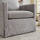 Upholstered Skirted Swivel Chair With Removable Back Cushion For Living Room