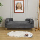 Wide Corduroy Storage Soft Bench With Armrests, Backrest And Two Bolster Pillows