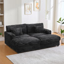 Plush Oversized Double Chaise Lounge Sofa Bed With USB Ports And Cup Holders