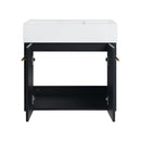 Modern Wall Mounted Bathroom Vanity With Thick Edge Resin Sink And Storage Rack