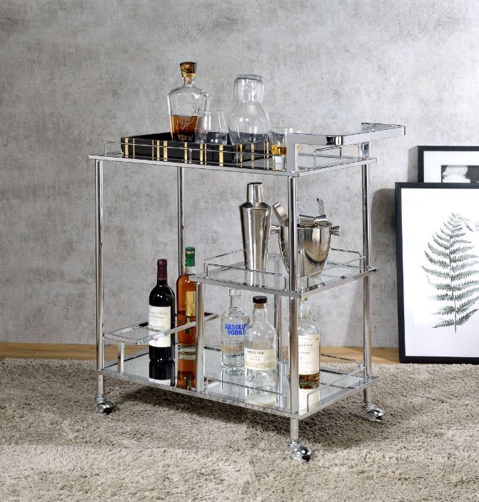 Splinter - Serving Cart - Clear Glass & Chrome Finish - Atlantic Fine Furniture Inc