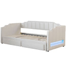 Extendable Daybed With LED Light And 2 Storage Drawers