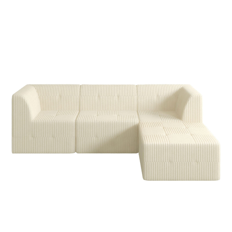 Modern Minimalist L Shape Modular Sectional Sofa, Sleeper Corduroy Couch