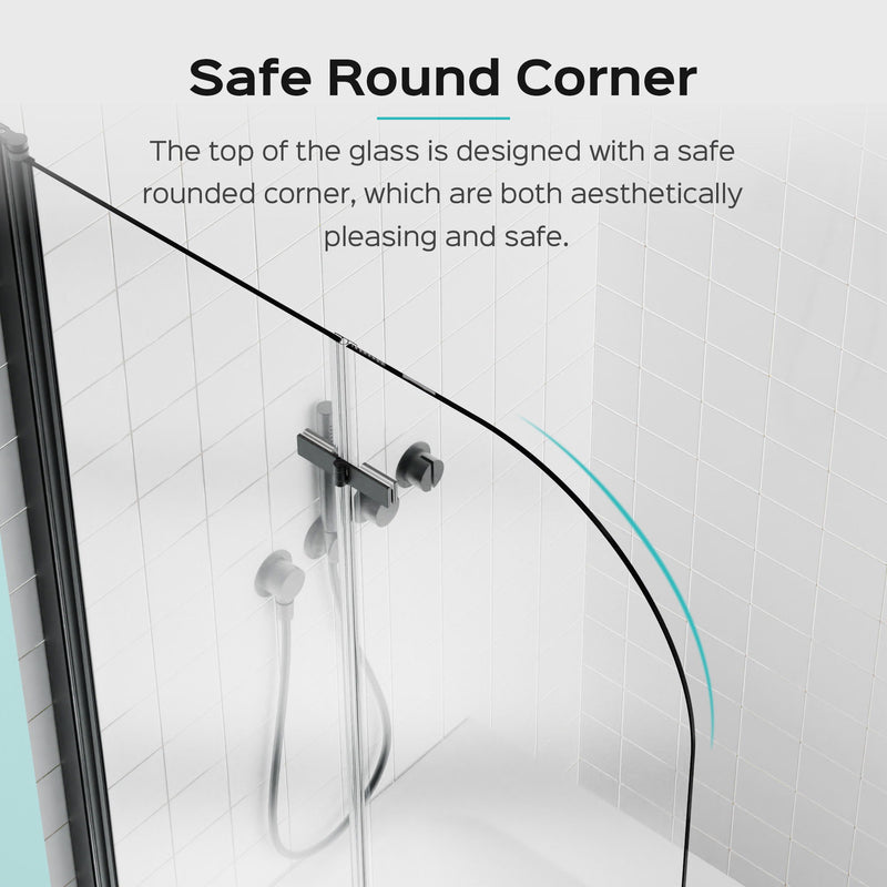 Frameless Folding Pivot Bathtub Door With Clear Tempered Glass