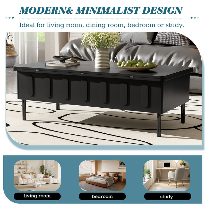 Lift Top Coffee Table With 2 Drawers With Hidden Storage Compartment For Living Room