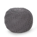 Hazel - Modern Knitted Cotton Yarn Round Pouf With Eco Friendly Pet Fibers - Dark Gray