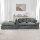 Cloud Sectional Sofa With Double Layer Cushion And Side Pockets, Free-Combined