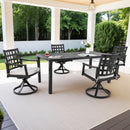 Modern Classic Outdoor Patio Dining Set, Rectangular Table & Dining Chairs, Rust Free, Weather Resistant